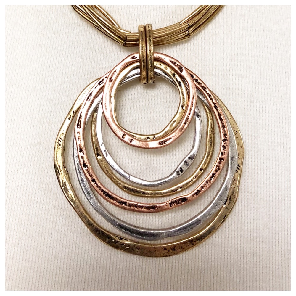 NEW STUNNING MULTI TONE STATEMENT NECKLACE - Picture 3 of 5